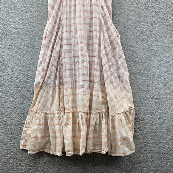 Free People Plaid Maxi Dress | Boho Button Front M/L Hippie Fairy Grunge Peasant - Picture 10 of 12